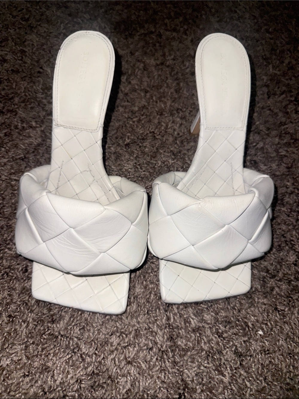 Bottega White Woven Slide Heels 7 Women Shoes heels